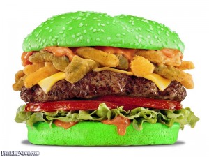 eat a green hamburger