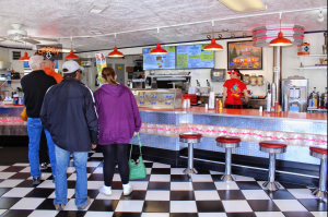 Inside Wayne's -- the line to order