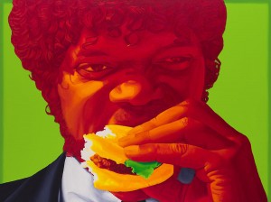 Sam L. Jackson enjoying a tasty burger!